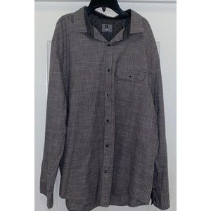 Blux Bruno grey long sleeve button down mens shirt XL B Lux Plaid Striped Cotton